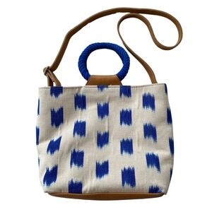Mercado Global‎ Dalia Ikat Tote Bag Women Small Blue Coastal Nautical Crossbody